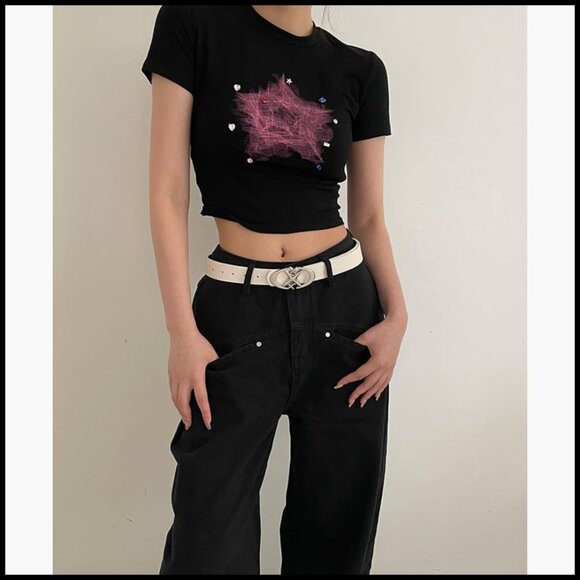PU Leather Belt with Star Metal Buckle Y2k Gothic Punk Accessory main image 5